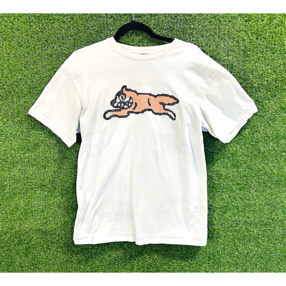 Icecream Men's Cream Stitched Fox Logo  Crew Neck Short Sleeve Cotton Knit Tee S